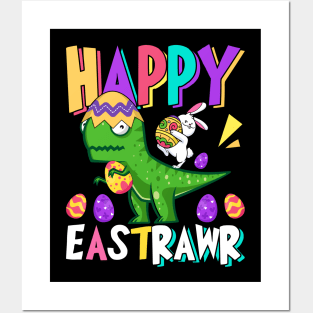 Happy Eastrawr Funny Easter T-Rex T Shirt Design Posters and Art